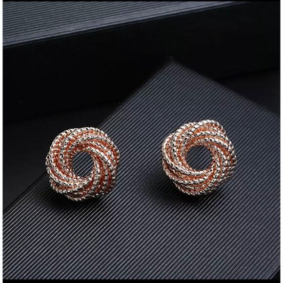 Clip on rose multi strand textured knot button earrings - Picture 1 of 1